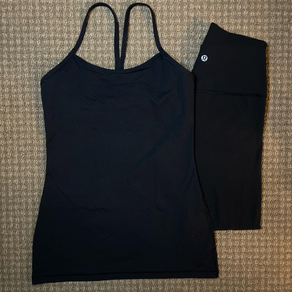 lululemon power Y tank size 4 black dot